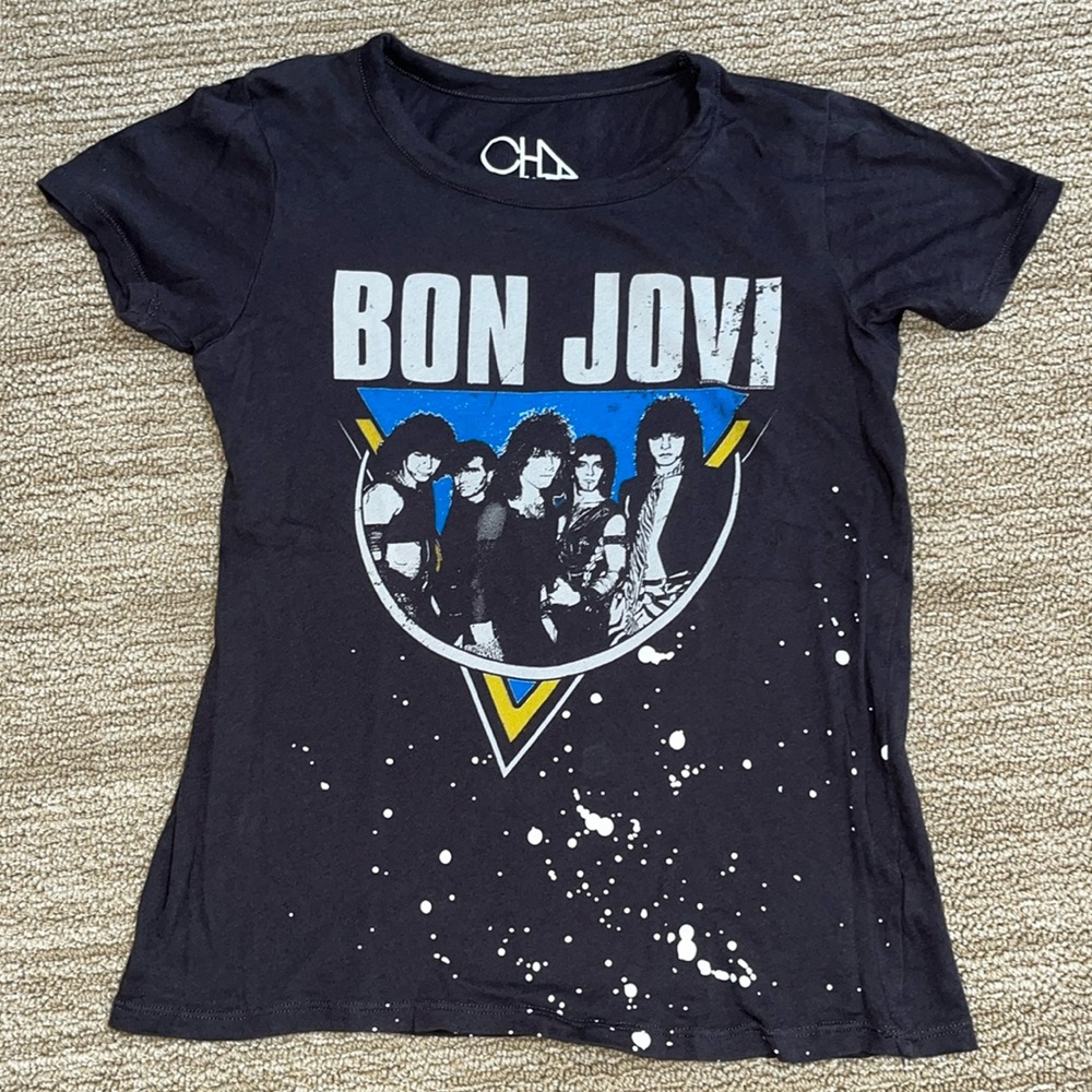 Brand New without Tag size small Chaser Bon Jovi splatter paint shirt